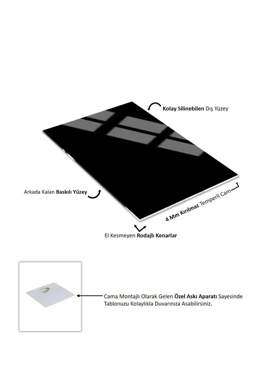 Beyaz Bozkurt, Kurt Temalı, 4 mm Temperli Kırılmaz Cam Tablo