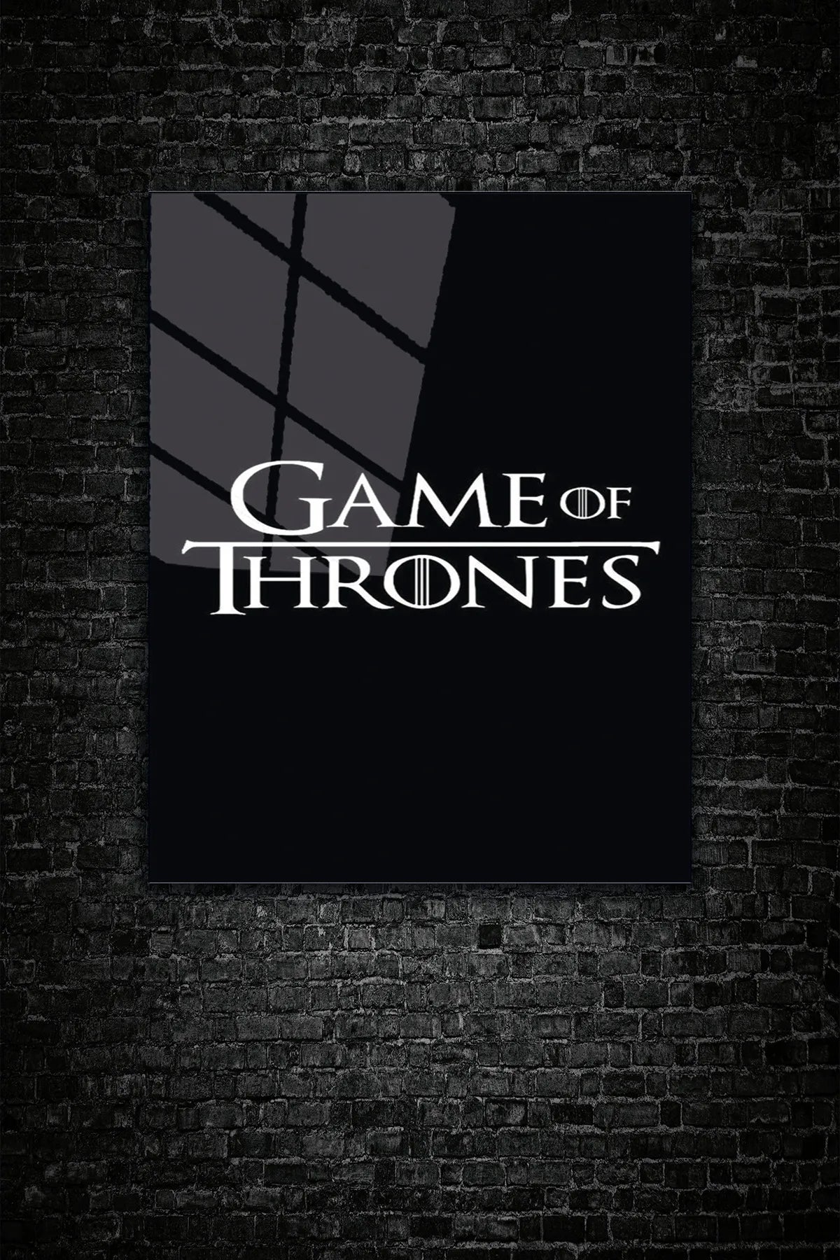 Siyah Game of Thrones Dizi Temalı, 4 mm Temperli Kırılmaz, UV Baskı Cam Tablo