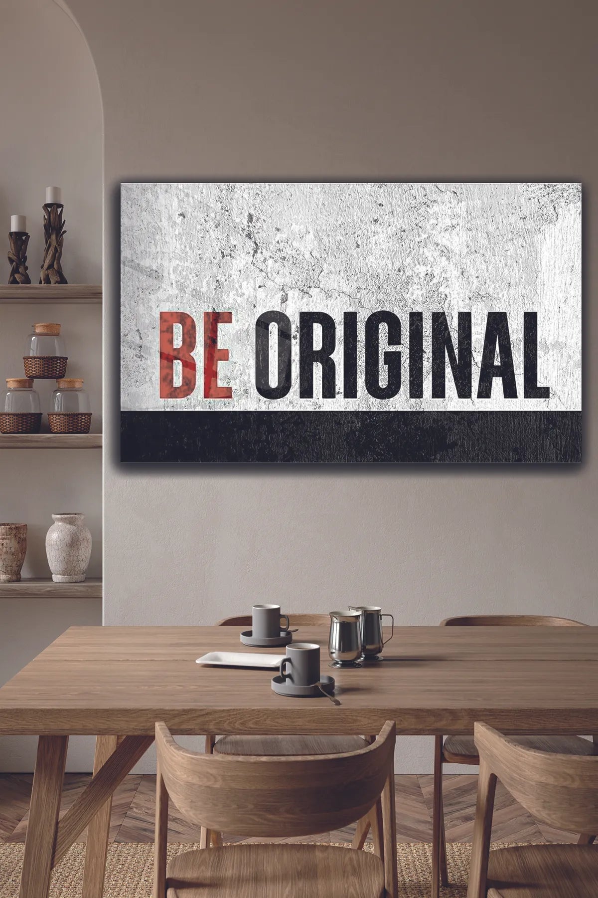 Siyah Beyaz Be Original Yazılı, 4 mm Temperli Kırılmaz Cam Tablo