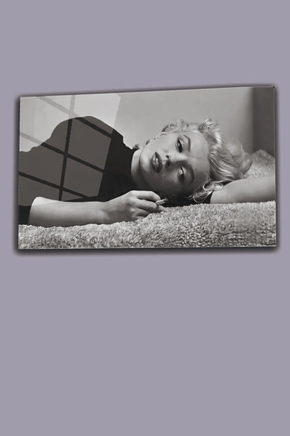 Siyah Marilyn Monroe, 4 mm Temperli Kırılmaz, UV Baskı Cam Tablo