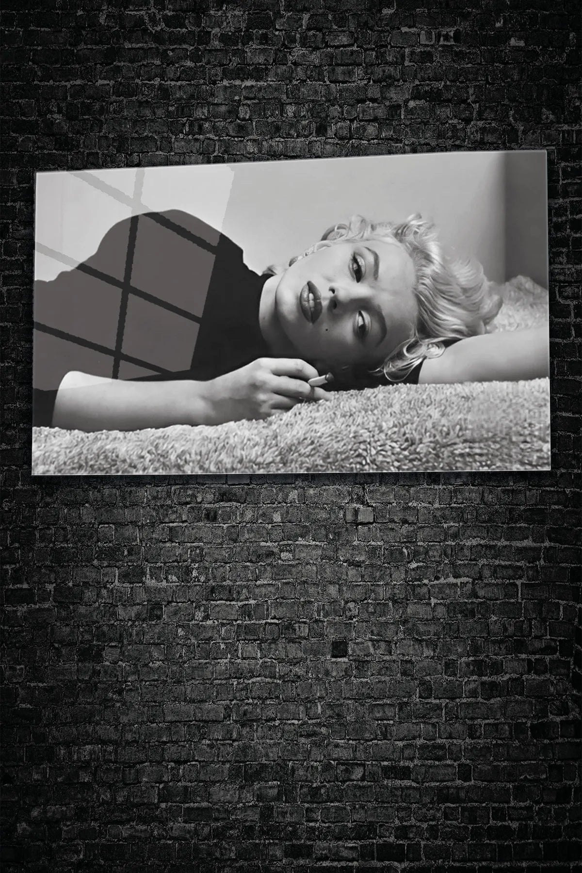Siyah Marilyn Monroe, 4 mm Temperli Kırılmaz, UV Baskı Cam Tablo
