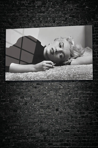 Siyah Marilyn Monroe, 4 mm Temperli Kırılmaz, UV Baskı Cam Tablo
